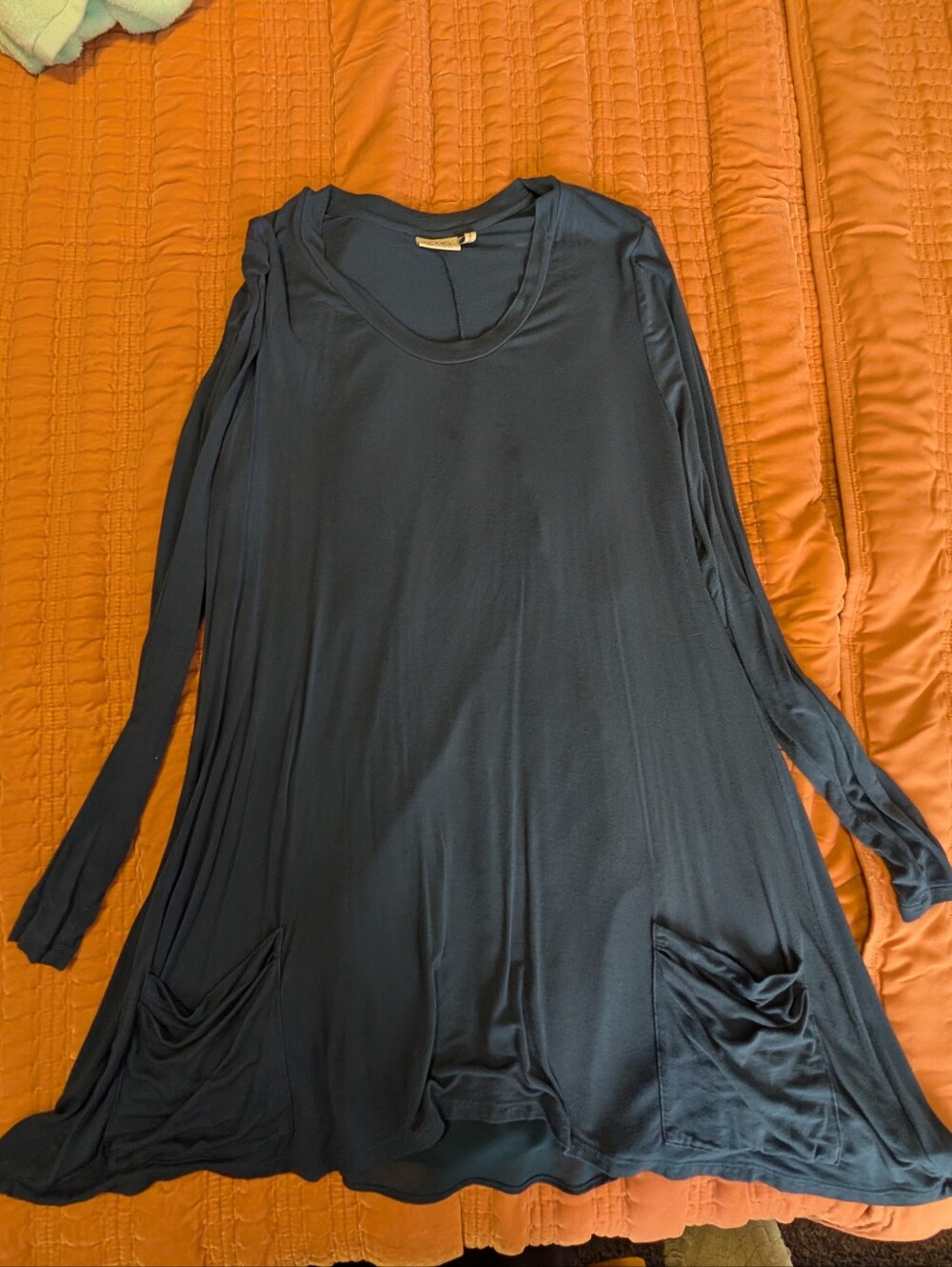 LOGO by Lori Goldstein Navy Long-Sleeve Flowing Tunic